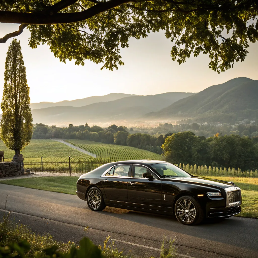 Luxury Sedan in a picturesque backdrop